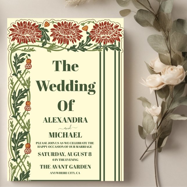 Convite Casamento Clássico Art Nouveau (Criador carregado)