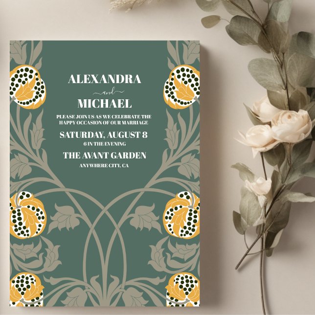 Convite Casamento Clássico Art Nouveau (Criador carregado)