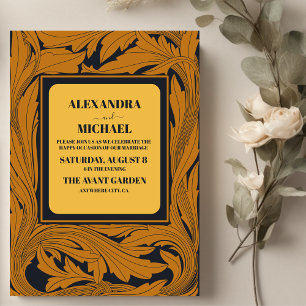 Convite Casamento Clássico Art Nouveau em Ouro