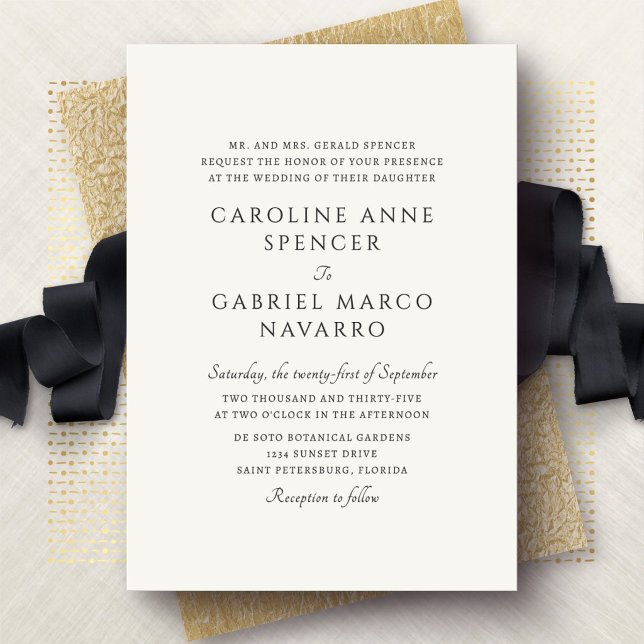 Convite Casamento Clássico Atemporal Tradicional (Criador carregado)