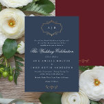 Convite casamento clássico azul-branco-branco-marinho burg<br><div class="desc">Este design faz parte de uma coleção - por favor contacte-nos se necessitar de artigos de papelaria adicionais *não folha de papel real</div>