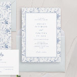 Convite Casamento Clássico Azul-Branco Vitoriano<br><div class="desc">Convites para Casamento Azul Francês - Toile Vitoriana</div>