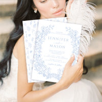 Casamento Clássico Azul Toile Floral Wreath Bohemi