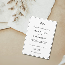 Convite Casamento Clássico Branco com Monograma