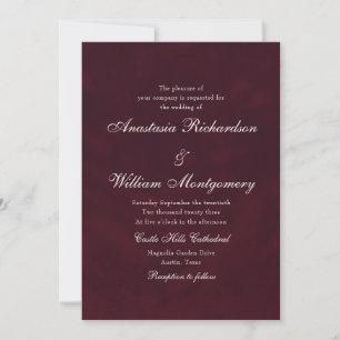 Convite Casamento Clássico Burgundy Profundo Roteiro Tradi