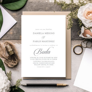 Convite Casamento Clássico Chique Caligrafia Boda Espanhol