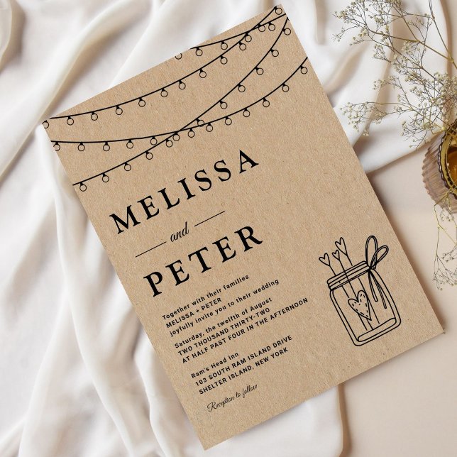 Convite Casamento Clássico Clássico de Garland Minimalista (Criador carregado)
