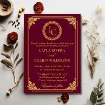 Casamento Clássico com Moldura de Ouro e Monograma