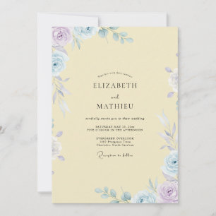 Convite Casamento Clássico com Pétala de Periwinkle em Man