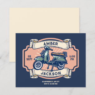 Convite Casamento clássico com retro de motocicleta