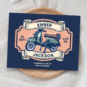 Convite Casamento clássico com retro de motocicleta