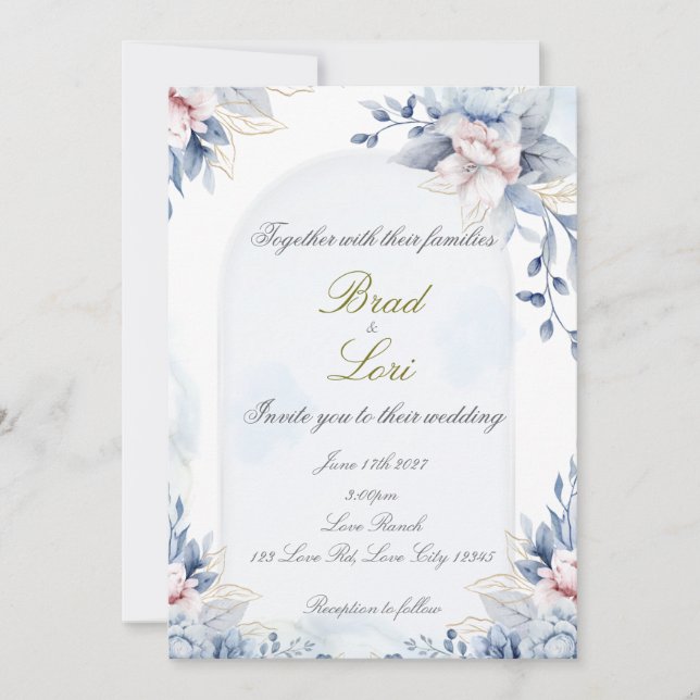 Convite Casamento Clássico de Amor Eterno (Frente)