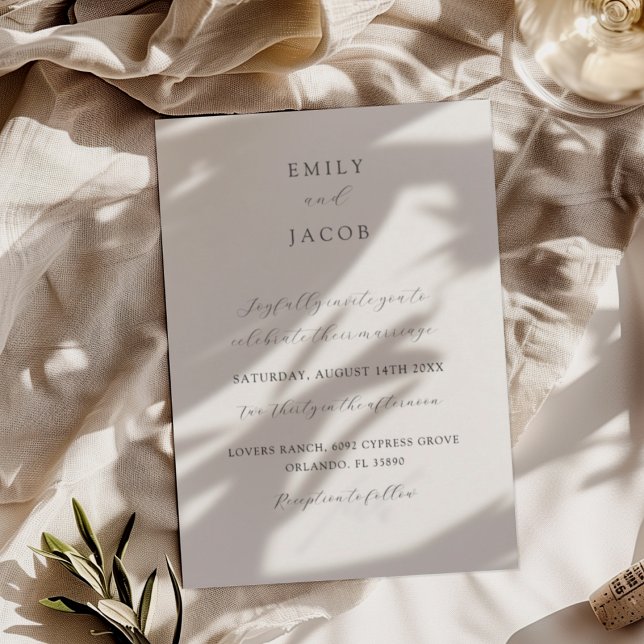 Convite Casamento Clássico de Caligrafia Branca e Preta (Criador carregado)