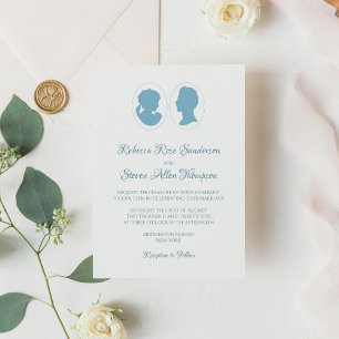 Convite Casamento Clássico de Cameo Azul