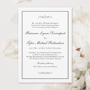 Convite Casamento clássico de elegância simples