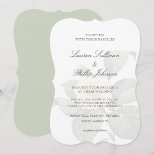 Convite Casamento Clássico de Flor Verde e Branco