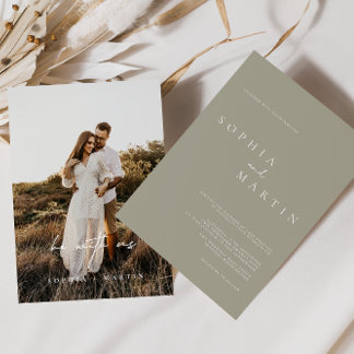 Convite Casamento Clássico de Foto do Script Moderno Elega