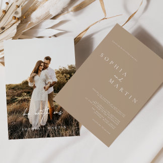 Convite Casamento Clássico de Foto do Script Moderno Elega