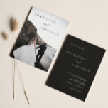 Convite Casamento Clássico de Foto Negra Moderna Elegante<br><div class="desc">Convite para Casamento Clássico de Foto Negra Moderna Elegante</div>