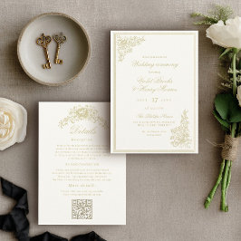 Convite Casamento Clássico de Jardim Detalhes no Verso