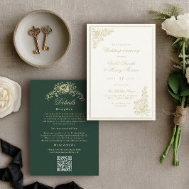Convite Casamento Clássico de Jardim Detalhes no Verso
