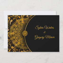 Convite Casamento clássico de luxo elegante com mandala tr