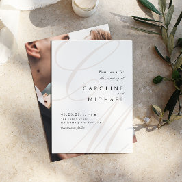 Convite Casamento clássico de monograma de caligrafia