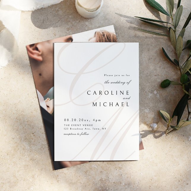 Convite Casamento clássico de monograma de caligrafia (Classic Elegance calligraphy monogram wedding Invitation)