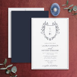 Convite Casamento Clássico de Monograma de Flor Selvagem<br><div class="desc">Você está procurando uma reviravolta moderna em um convite clássico de casamento? Então não olhe mais além do nosso Marinho Clássico, Monograma Azul, Monograma, Convocação de Casamento! Este belo convite é desenhado com uma crista desenhada à mão embelezada com flores silvestres e borboletas. Ele apresenta suas iniciais de monograma em...</div>