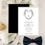 Convite Casamento Clássico de Monograma de Flor Selvagem N<br><div class="desc">Você está procurando uma reviravolta moderna em um convite clássico de casamento? Então não olhe mais além do nosso Clássico Monograma Negro de Flores Brancas Brancas Monogramas Conquista Convite de Casamento! Este belo convite é desenhado com uma crista desenhada à mão embelezada com flores silvestres e borboletas. Ele apresenta suas...</div>