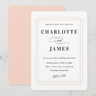 Convite Casamento Clássico de Peach de Quadro Simples