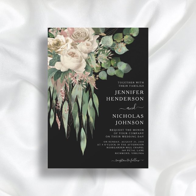 Convite Casamento Clássico de Peões Negros (Criador carregado)