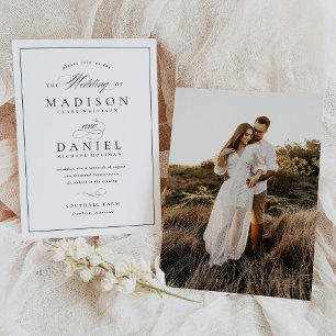 Convite Casamento Clássico de Script Moderno Elegante