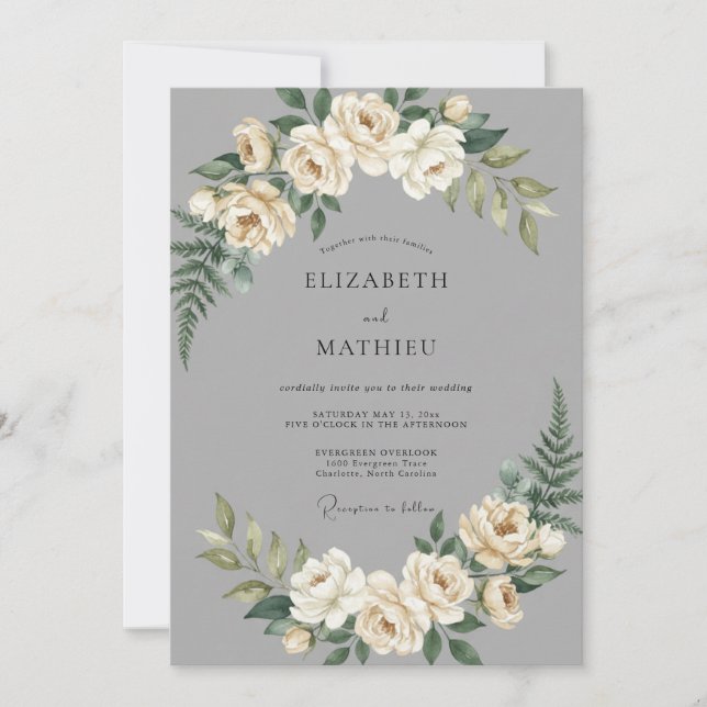 Convite Casamento Clássico Distinto Cinza (Frente)