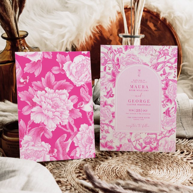 Convite Casamento Clássico do Jardim Floral Chinoiserie Fu (Criador carregado)