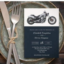 Convite Casamento Clássico do Marinho de Motocicleta Russo
