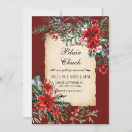 Convite Casamento clássico do ramo floral vermelho