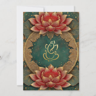 Convite Casamento clássico Dourado Ganesha/Indian Lotus