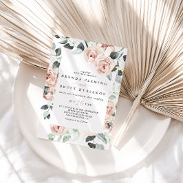 Convite Casamento Clássico Dusty Rosa Rosa Floral Casual