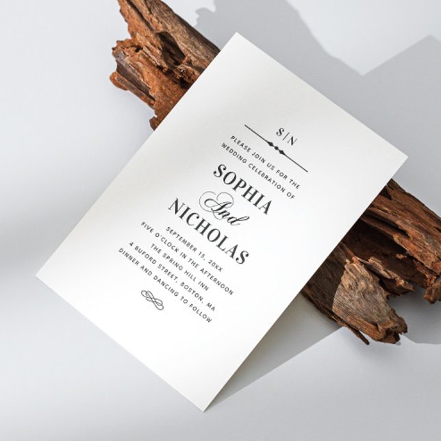 Convite Casamento clássico e elegante preto e branco (Criador carregado)