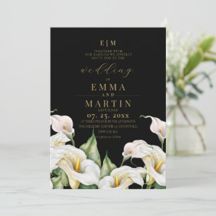 Convite Casamento Clássico Elegante Aquarela Cala Branca