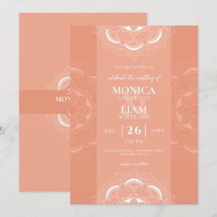 Convite Casamento Clássico Elegante Boho Mandala Ornamenta