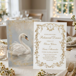 Convite Casamento Clássico Elegante Branco e Dourado Real