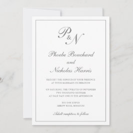 Convite Casamento Clássico Elegante Cinza