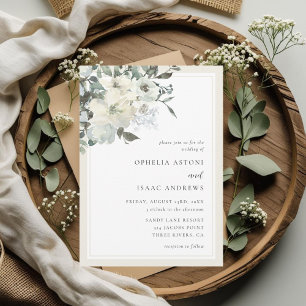 Convite Casamento Clássico Elegante Cream Ivory Floral