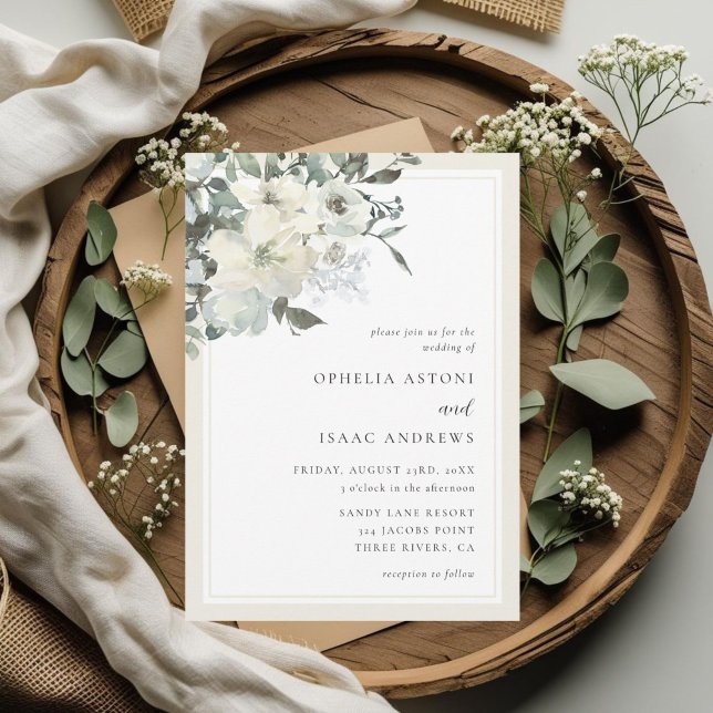 Convite Casamento Clássico Elegante Cream Ivory Floral (Criador carregado)