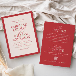 Convite Casamento Clássico Elegante de Dois Lados 