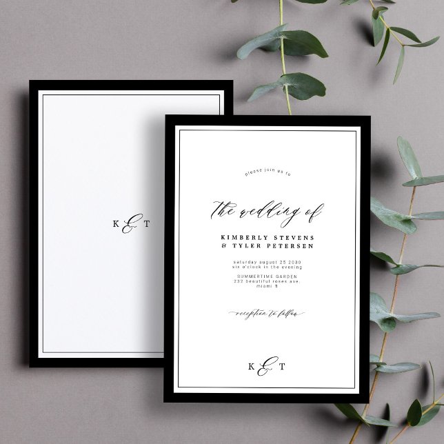 Convite Casamento clássico, elegante e elegante (Criador carregado)