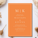 Convite Casamento Clássico Elegante Laranja e Branco<br><div class="desc">Estes elegantes e modernos guardanapos de casamento ou chás de panela apresentam um simples design de texto Laranja e Branco que exumenta o estilo minimalista. Adicione suas iniciais ou monograma para torná-las completamente suas.</div>