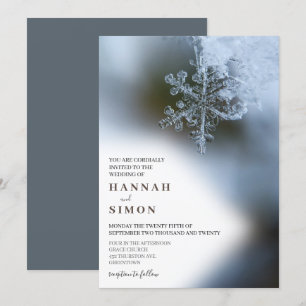 Convite Casamento Clássico Elegante Moderno Snowflake Sil